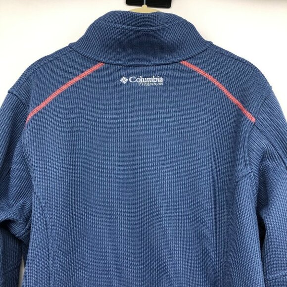 Columbia Titanium periwinkle blue coral trim waffle knit zippered jacket LG - Picture 11 of 16